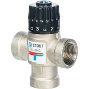 Термостатический смесительный клапан для систем отопления и ГВС STOUT 3/4 ВР 35-60°С KV 1,6