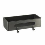 Полка для душа прямая Lemark SHELF LINE из нерж. стали с крючками, графит/вставка-пластик графит
