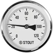 Термометр биметаллический STOUT с погружной гильзой, корпус Dn 100 мм, гильза 75 мм 1/2 , 0...120°С